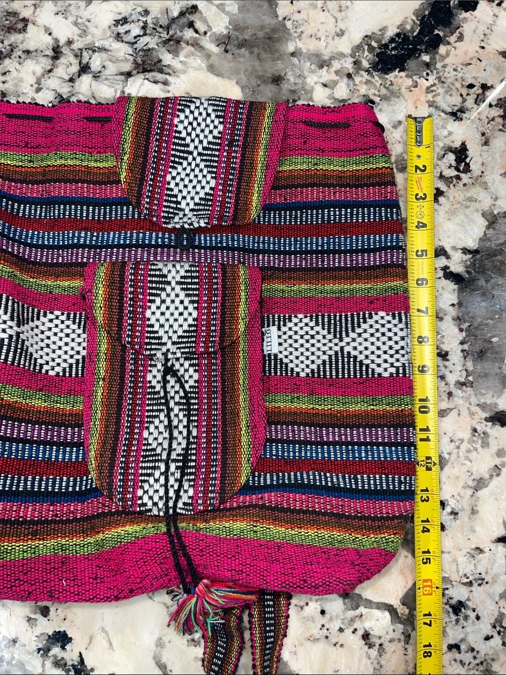 Boho Multicolor Woven Tote Bag - Pink Striped Shoulder Bag